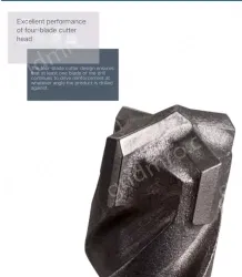 Four-pit 5 series rotary hammer drill bit 6x150x210