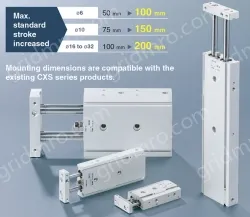 /Dual Rod Cylinder Basic Type CXS2 Series &oslash;6, &oslash;10, &oslash;16, &oslash;20, &oslash;25, &oslash;32