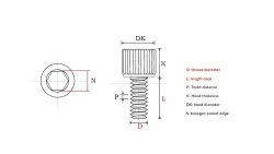 Cylindrical head hexagon socket screws M2*16