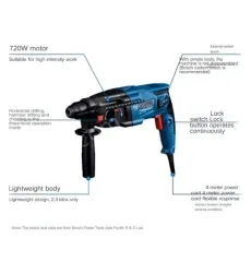 GBH 220 (bare metal version) + 6 four-pit 1 series drill bits + dust cover